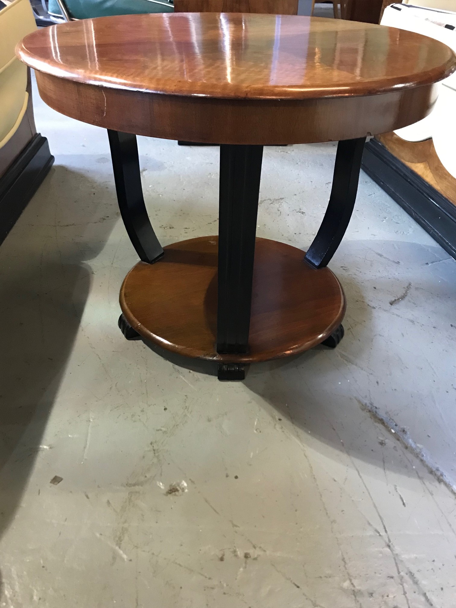 Original Art Deco walnut coffee table with Circular top ...
